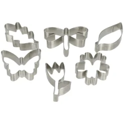 Uitsteekvormen, recycled rvs, set van 6 vormen uit de natuur