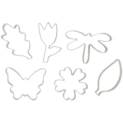 Uitsteekvormen, recycled rvs, set van 6 vormen uit de natuur