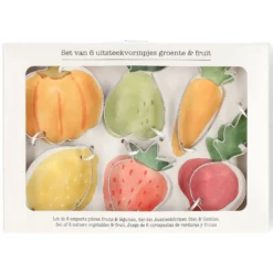 Uitsteekvormen, recycled rvs, groente & fruit, set van 6
