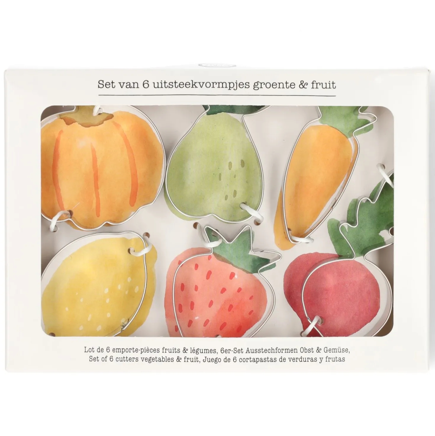 Uitsteekvormen, recycled rvs, groente & fruit, set van 6