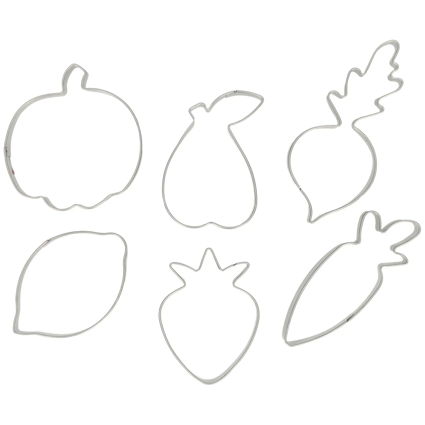 Uitsteekvormen, recycled rvs, groente & fruit, set van 6
