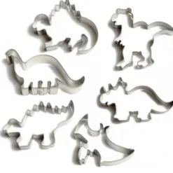 Uitsteekvormen voor Dinosauruskoekjes, RVS, set van 6 stuks