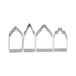 Uitsteekvorm huisje, recycled rvs, 4 stuks