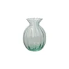 Vaas, ribbels, groen glas, 12 cm