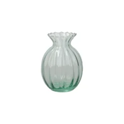Vaas, ribbels, groen glas, 12 cm