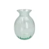 Vaas, ribbels, groen glas, 20 cm