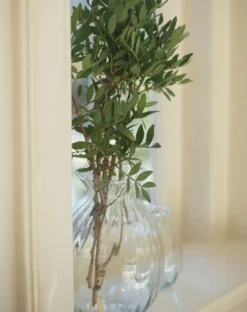 Vaas, ribbels, groen glas, 20 cm