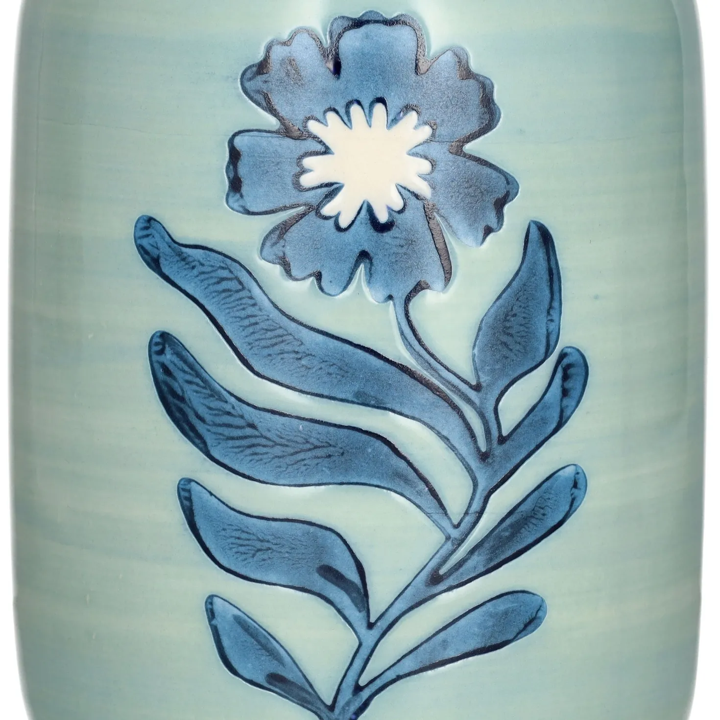 Vaas, steengoed, bloem, blauw, Ø11 x 20 cm