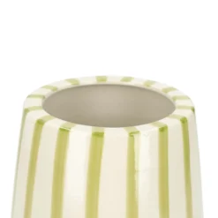 Vaas, steengoed, groen gestreept, Ø11 cm x 17 cm