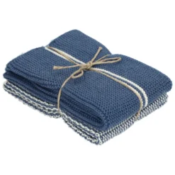 Vaatdoekjes, gebreid katoen, blauw, 2 stuks, 25 x 25 cm