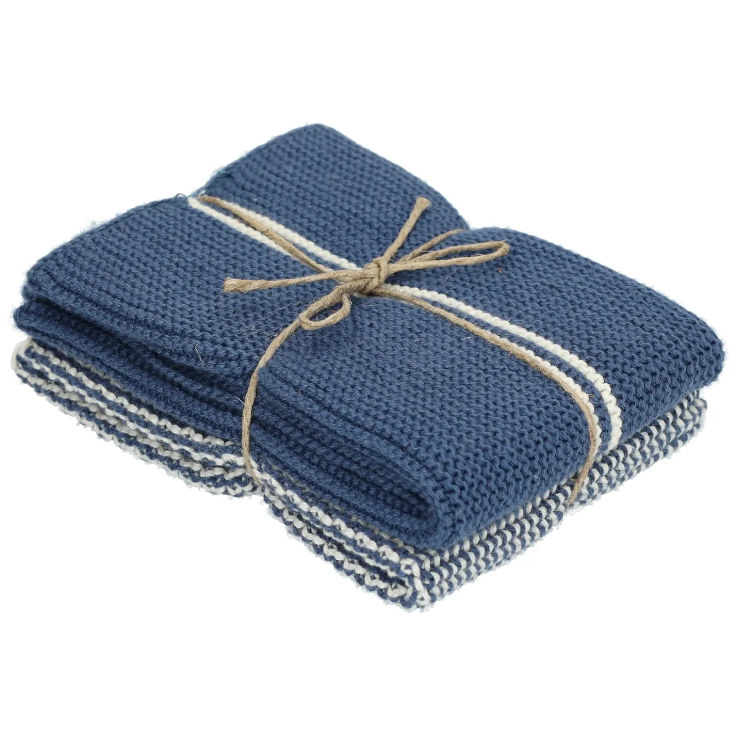 Vaatdoekjes, gebreid katoen, blauw, 2 stuks, 25 x 25 cm