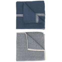 Vaatdoekjes, gebreid katoen, blauw, 2 stuks, 25 x 25 cm