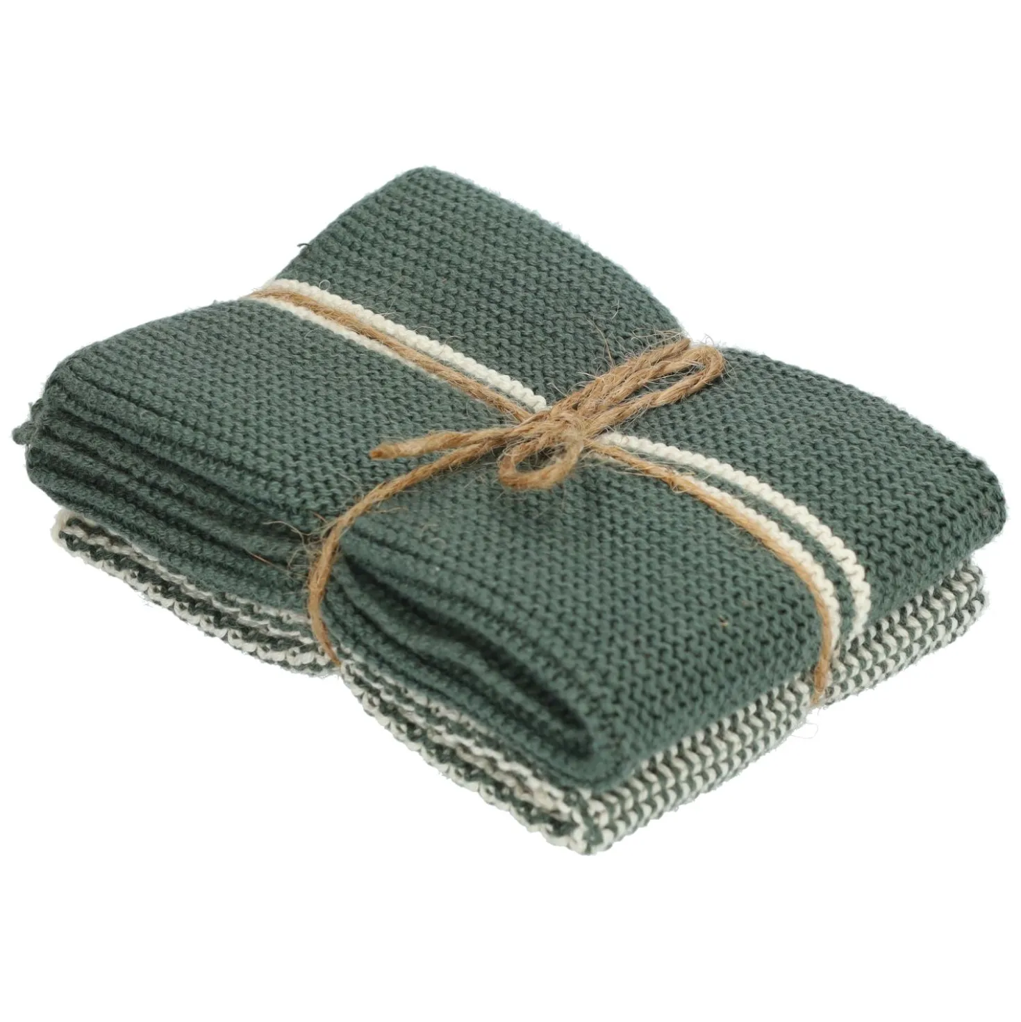Vaatdoekjes, gebreid katoen, donkergroen, 2 stuks, 25 x 25 cm