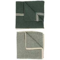Vaatdoekjes, gebreid katoen, donkergroen, 2 stuks, 25 x 25 cm