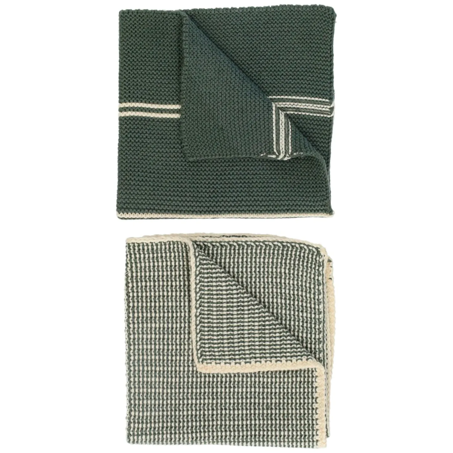 Vaatdoekjes, gebreid katoen, donkergroen, 2 stuks, 25 x 25 cm
