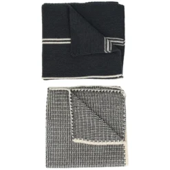 Vaatdoekjes, gebreid katoen, donkergrijs, 2 stuks, set 2, 25 x 25 cm