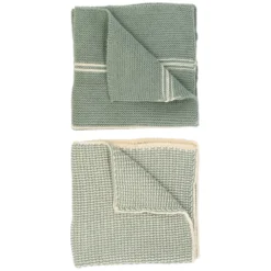 Vaatdoekjes, gebreid katoen, groengrijs, 2 stuks, 25 x 25 cm