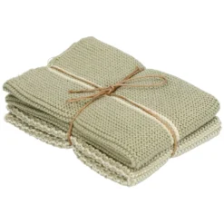 Vaatdoekjes, gebreid katoen, lindegroen, 2 stuks 25 x 25 cm
