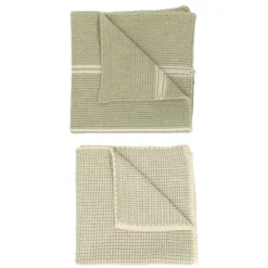 Vaatdoekjes, gebreid katoen, lindegroen, 2 stuks 25 x 25 cm