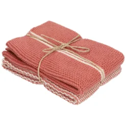 Vaatdoekjes, gebreid katoen, oudroze, 2 stuks, 25 x 25 cm