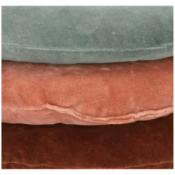 Velours kussen, bio-katoen, blauw, rond, Ø 40 cm
