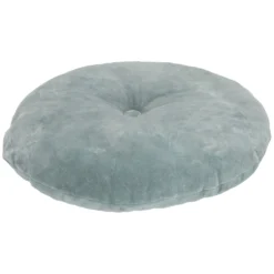 Velours kussen, bio-katoen, blauw, rond, Ø 40 cm