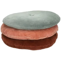 Velours kussen, bio-katoen, blauw, rond, Ø 40 cm