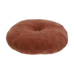 Velours kussen, bio-katoen, donkerbruin, rond, Ø 40 cm