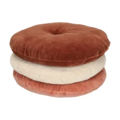 Velours kussen, bio-katoen, donkerbruin, rond, Ø 40 cm