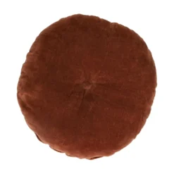 Velours kussen, bio-katoen, donkerbruin, rond, Ø 40 cm