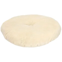 Velours kussen, bio-katoen, ecru, rond, Ø 40 cm