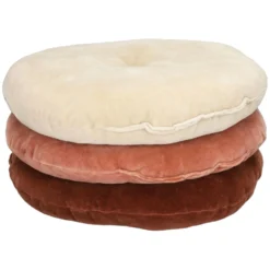 Velours kussen, bio-katoen, ecru, rond, Ø 40 cm