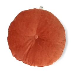 Velours kussen, bio-katoen, lichtbruin, rond, Ø 40 cm