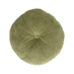 Velours kussen, bio-katoen, mosgroen, rond