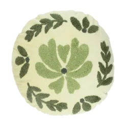 Velours kussen, bio-katoen, rond, Ø 40 cm, groen