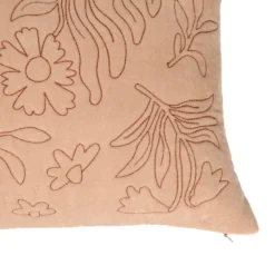 Velours kussen, bio-katoen, roze, geborduurd, 50 x 30 cm