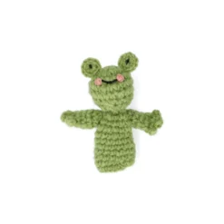 Vingerpopje, kikker, wol, 9 cm