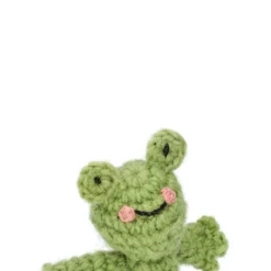 Vingerpopje, kikker, wol, 9 cm
