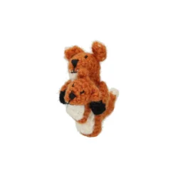 Vingerpopje, vos met jong, wol, 8 cm