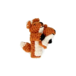 Vingerpopje, vos met jong, wol, 8 cm