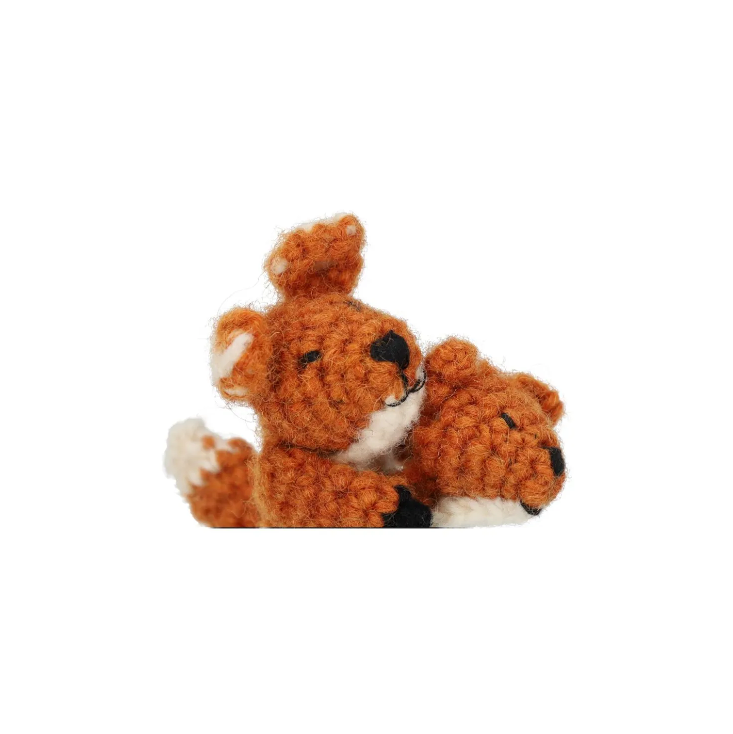 Vingerpopje, vos met jong, wol, 8 cm