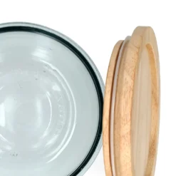 Voorraadpot met bamboe deksel, recycled glas, 600 ml