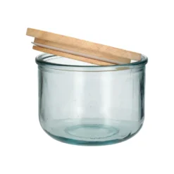 Voorraadpot met bamboe deksel, recycled glas, 600 ml