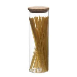Voorraadpot met bamboe deksel, glas, 1650 ml