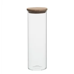 Voorraadpot met bamboe deksel, glas, 1650 ml