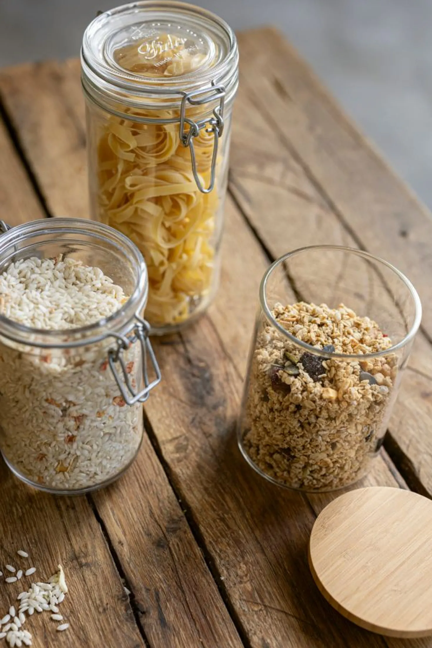 Voorraadpot met bamboe deksel, glas, 700 ml