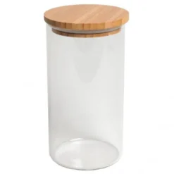 Voorraadpot met bamboe deksel, glas, 1 l