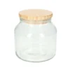 Voorraadpot met houten deksel, glas, middel