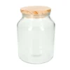 Voorraadpot met houten deksel, glas, groot