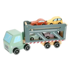 Vrachtwagen met oplegger, hout